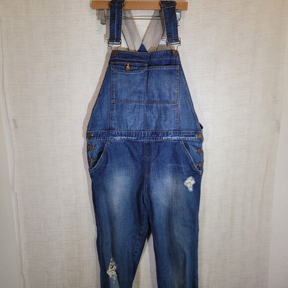 BDG Denim Carpenter Blue Jean Bib Farmer Overalls Womens Size 31 Act 38x29 - Picture 1 of 9